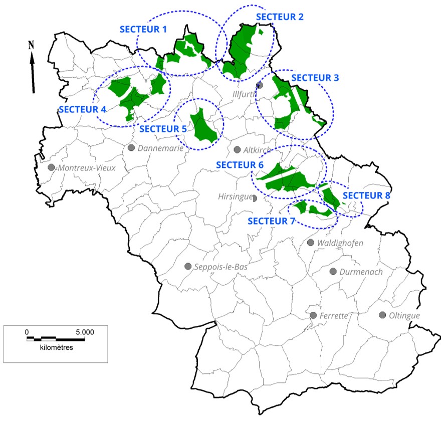 les 8 secteurs favorables au développement éolien dans le Sundgau